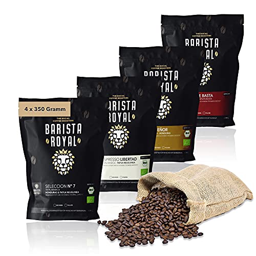 Espresso Bohnen Probierset 4 x 350g Espressobohnen | Entdeckerpaket/Probierpaket | Robusta & Arabica | Ideal für Vollautomat und Siebträger | BARISTA ROYAL Espresso Bohnen Probierset 4 x 350g Espressobohnen | Entdeckerpaket/Probierpaket | Robusta & Arabica | Ideal für Vollautomat und Siebträger | BARISTA ROYAL von Barista Royal