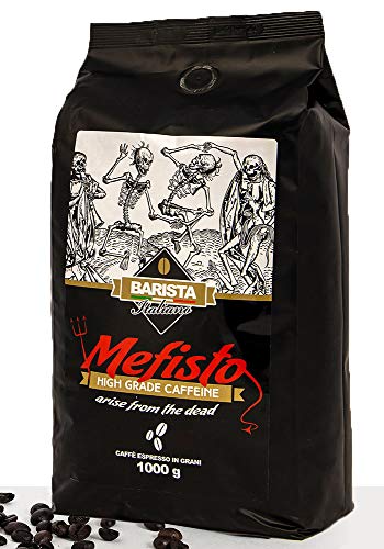 Barista Italiano 🔱 Mefisto - Extrem Starker Kaffee 🔱 1KG Kaffeebohnen 🔱 Stark Koffeinhaltiger Kaffee 🔱 Premium Robusta von BaristaItaliano DE