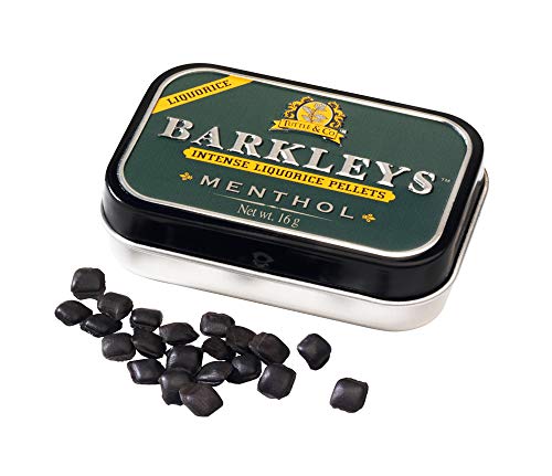 Barkleys Liquorice Pellets Menthol 12 x 16 gr. Pastillen mit Lakritz und Menthol Geschmack STARK von Barkleys Tuttle & Company