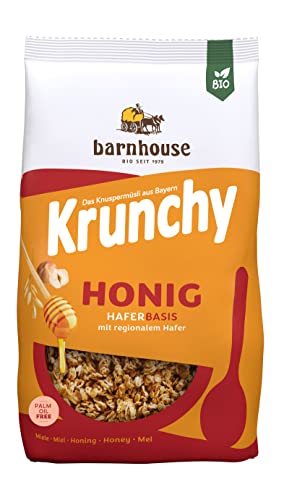 Barnhouse Krunchy Honig, Bio Hafer-Knuspermüsli aus Bayern, mit viel Honig gebacken, 1 x 600 g von Barnhouse