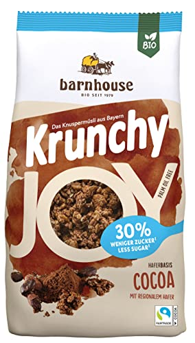 Barnhouse Krunchy Joy Cocoa, zuckerreduziertes Bio Hafer-Knuspermüsli aus Bayern, mit köstlichem Kakao-Geschmack, 1 x 375 g von Barnhouse