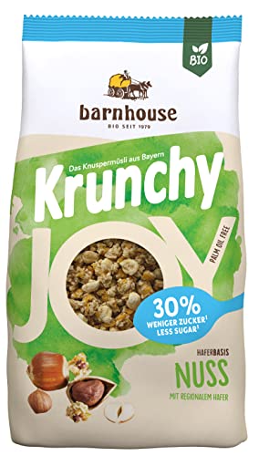 Barnhouse Krunchy Joy Nuss, zuckerreduziertes Bio Hafer-Knuspermüsli aus Bayern, mit knackig gerösteten Haselnüssen, 1 x 375 g von Barnhouse