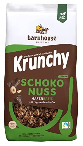 Barnhouse Krunchy Schoko-Nuss, Bio Hafer-Knuspermüsli aus Bayern, köstlich schokoladig mit Haselnüssen, 1 x 750 g von Barnhouse