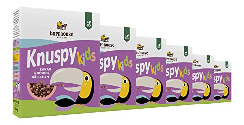 Barnhouse Knuspy Kids, Bio Kakao-Knusperbällchen aus Reis, 6 x 250 g von Barnhouse