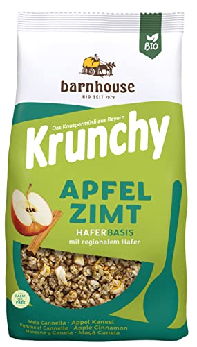 Barnhouse Krunchy Apfel-Zimt, Bio Hafer-Knuspermüsli aus Bayern, mit köstlichen Apfelstückchen und aromatischem Zimt, 1 x 375 g von Barnhouse