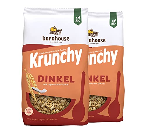 Barnhouse Krunchy Dinkel, Bio Dinkel-Knuspermüsli aus Bayern, mit köstlichem Kokos, 2 x 600 g von Barnhouse