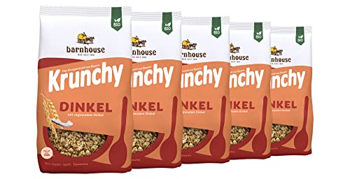 Barnhouse Krunchy Dinkel, Bio Dinkel-Knuspermüsli aus Bayern, mit köstlichem Kokos, 5 x 1250 g von Barnhouse