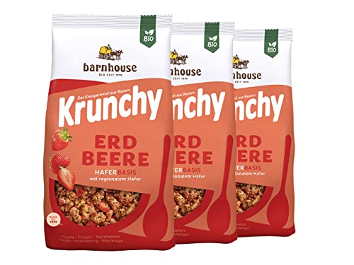 Barnhouse Krunchy Erdbeere, Bio Hafer-Knuspermüsli aus Bayern, mit umwerfend köstlichen Erdbeeren, 3 x 700 g von Barnhouse