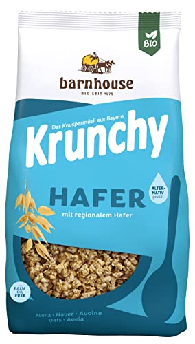 Barnhouse Krunchy Hafer alternativ gesüßt, Bio Hafer-Knuspermüsli aus Bayern, nur mit Reissirup gesüßt, 1 x 1250 g von Barnhouse