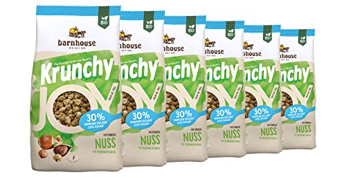 Barnhouse Krunchy Joy Nuss, zuckerreduziertes Bio Hafer-Knuspermüsli aus Bayern, mit knackig gerösteten Haselnüssen, 6 x 375 g von Barnhouse