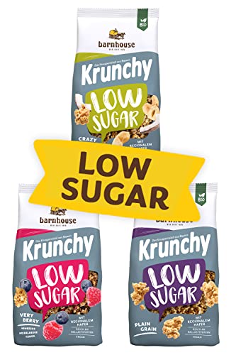 Barnhouse Krunchy Kennenlernpaket Low Sugar, zuckerarmes Bio Hafer-Knuspermüsli aus Bayern von Barnhouse