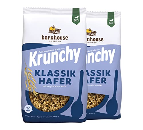 Barnhouse Krunchy Klassik Hafer, Bio Hafer-Knuspermüsli aus Bayern, 2 x 600 g von Barnhouse