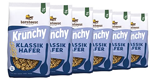 Barnhouse Krunchy Klassik Hafer, Bio Hafer-Knuspermüsli aus Bayern, 6 x 600 g von Barnhouse