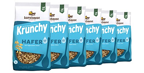 Barnhouse Krunchy Hafer alternativ gesüßt, Bio Hafer-Knuspermüsli aus Bayern, nur mit Reissirup gesüßt, 6 x 375 g von Barnhouse