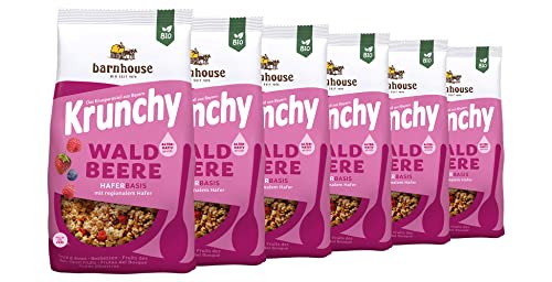 Barnhouse Krunchy Waldbeere alternativ gesüßt, Bio Hafer-Knuspermüsli aus Bayern, nur mit Reissirup gesüßt, mit köstlichen Beeren, 6 x 375 g von Barnhouse