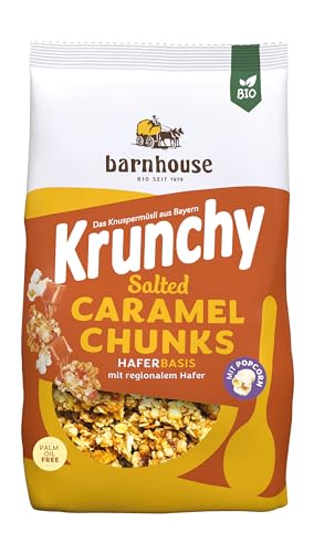 Barnhouse Krunchy Salted Caramell Chunks, mit gesalzenen Popcorn, Bio Hafer-Knuspermüsli, 1 x 500 g von Barnhouse