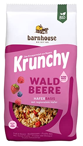 Barnhouse Krunchy Waldbeere alternativ gesüßt, Bio Hafer-Knuspermüsli aus Bayern, nur mit Reissirup gesüßt, mit köstlichen Beeren, 1 x 750 g von Barnhouse