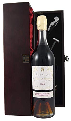 Baron de Lustrac Bas Vintage Armagnac 1948 (70cl) in einer mit Seide ausgestatetten Geschenkbox, da zu 4 Weinaccessoires, 1 x 700ml von Baron Lustrac Armagnac