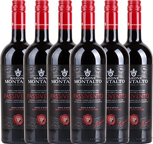 Passivento Rosso Terre Siciliane von Barone Montalto - Rotwein 6 x 0,75l VINELLO - 6er - Weinpaket inkl. kostenlosem VINELLO.weinausgießer von Barone Montalto