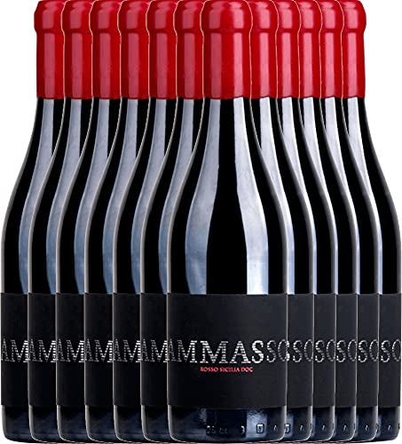 VINELLO 12er Weinpaket - Ammasso Rosso Sicilia IGT 2019 - Barone Montalto mit einem VINELLO.weinausgießer | | 12 x 0,75 Liter von Barone Montalto