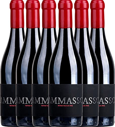 VINELLO 6er Weinpaket - Ammasso Rosso Sicilia IGT 2019 - Barone Montalto mit einem VINELLO.weinausgießer | | 6 x 0,75 Liter von Barone Montalto
