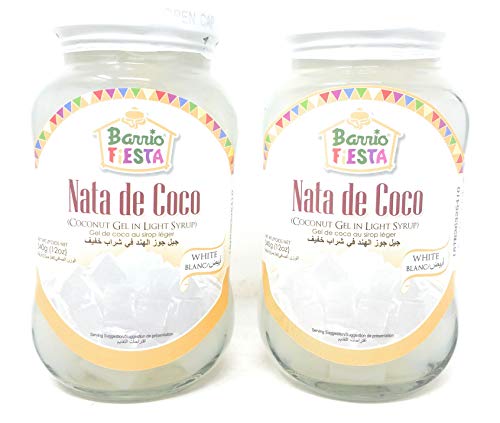 Barrio Fiesta Nata de Coco (Kokosnussgel in hellem Sirup) Weiß, 340 g, 2 Stück von Barrio Fiesta