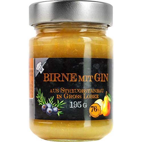 Birne mit Gin Fruchtaufstrich aus Streuobstanbau Vegan hausgemacht BARRIQUE-Feine Manufaktur Deutschland 230g-Glas von Barrique