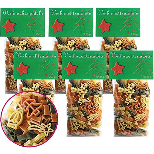 Nudeln Weihnachtsnudeln 6erSet 6er Pack Teigwaren Vegan BARRIQUE-Feine Manufaktur Deutschland 1500g-Pack von Barrique