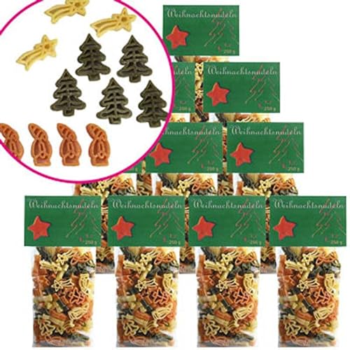 Barrique Pasta Weihnachtsnudeln 10erSet 10er Pack Teigwaren Vegan BARRIQUE-Feine Manufaktur Deutschland 2500g-Pack von Barrique