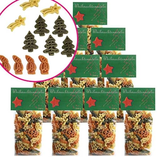 Barrique Pasta Weihnachtsnudeln 10erSet 10er Pack Teigwaren Vegan BARRIQUE-Feine Manufaktur Deutschland 2500g-Pack von Barrique