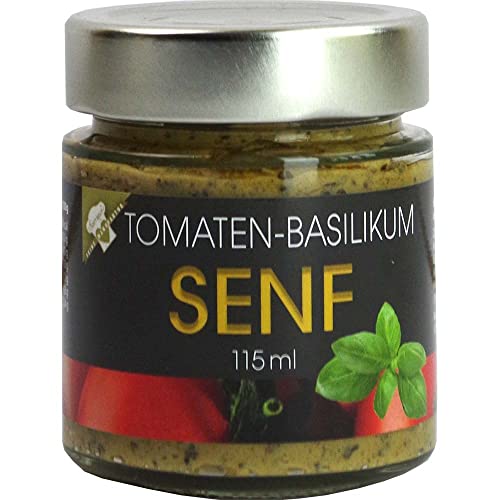 Senf Tomate-Basilikum-Senf Senf m.frischem Basilikum Vegan hausgemacht BARRIQUE-Feine Manufaktur Deutschland 115mlGlas von Barrique
