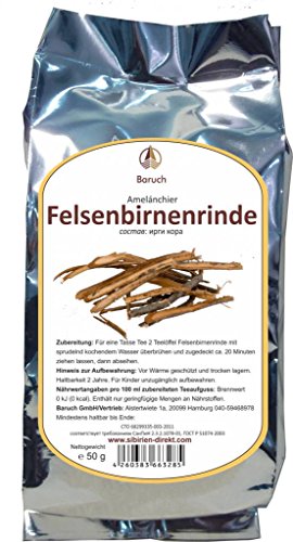 Felsenbirnen Rinde - (Amelanchier ovalis, Gemeine Felsenbirne, Felsenmispel, Edelweißstrauch) - 50g von Baruch