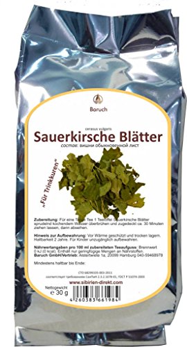 Sauerkirsche Blätter - (Prunus cerasus, Cerasus vulgaris, Weichselkirsche, Weichsel) - 30g von Baruch
