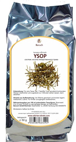 Ysop - (Hyssopus officinalis, Bienenkraut, Duftisoppe, Echter Ysop, Eisenkraut, Eisop, Esope, Gewürzysop, Heisop, Hisopo, Hizopf, Ibsche, Isop, Ispen, Essigkraut, Josefskraut, Weinespenkraut) - 50g von Baruch