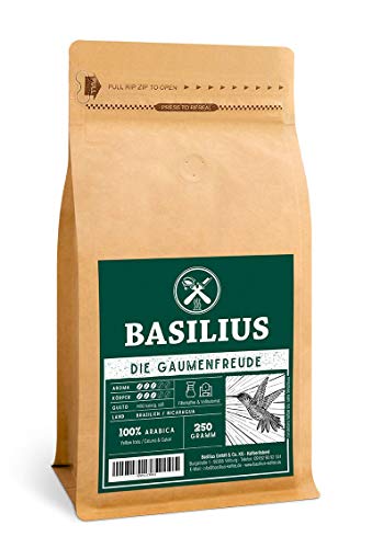 Basilius DIE GAUMENFREUDE Ganze Kaffeebohnen | Brasilien & Nicaragua | 100% Arabica (1000) von Basilius Kaffeerösterei