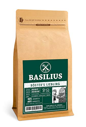 Basilius RÖSTERS LIEBLING Espresso | Vollautomatenkaffee | Ganze Espressobohnen | Creme-Kaffee | 40% Arabica, 60% Robusta (1000) von Basilius Kaffeerösterei