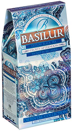 Basilur Schwarztee "Frostiger Nachmittag" Nachfüllpackung, Schwarzer Ceylon-Tee (94,7%) mit Zugabe von weißem (0,3%) und blauem Kornblumenblüten (1%) sowie natürlichen Aromen von Maracuja (1,5%) von Basilur