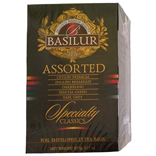 Basilur Tee Set Specialty Classics 5 Teesorten 2er Pack (2 x 25 Teebeutel) Schwarztee Grüntee von Basilur