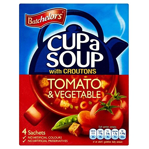 Batchelors Cup ein Suppe mit Croutons Tomate & Gemüse (4 pro Packung - 104g) - Packung mit 2 von Batchelors