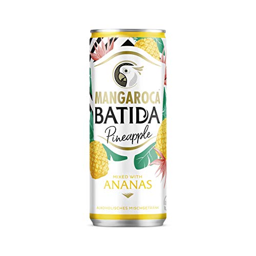 Mangaroca Batida Pineapple (1 x 0,250 l) - Alkoholisches Mischgetränk aus Kokoslikör und Ananassaft (aus Ananaskonzentrat), fruchtiger Cocktail-Genuss für Unterwegs von Batida