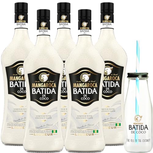 5x Mangaroca Batida de Côco 16% vol 0,7 l inkl. Batida Milchglas GRATIS von Batida