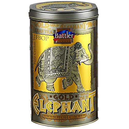 BATTLER Schwarzer Ceylon Tee Gold Elephant FBOP lose 10er Pack (10 x 400g) Metalldose Schwarztee von Battler