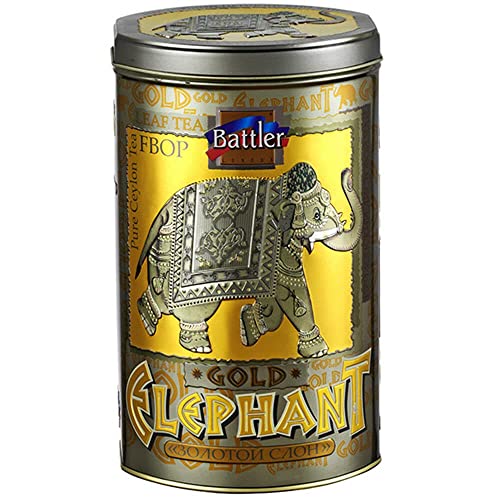 BATTLER Schwarzer Ceylon Tee Gold Elephant FBOP lose 5er Pack (5 x 400g) Metalldose Schwarztee von Battler