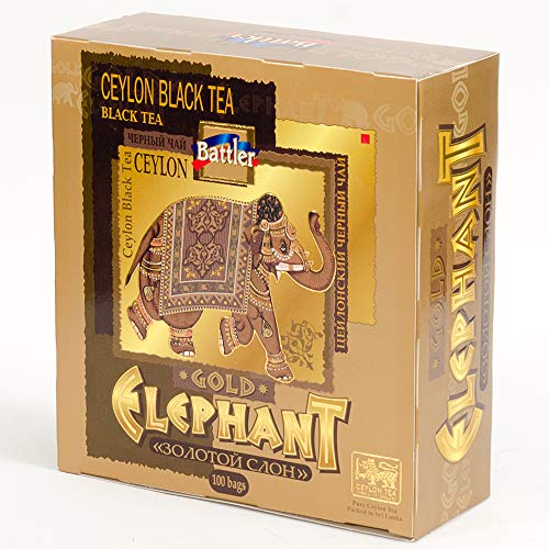 BATTLER Schwarzer Ceylon Tee Gold Elephant OP 100 Teebeutel Schwarztee (10) von Battler