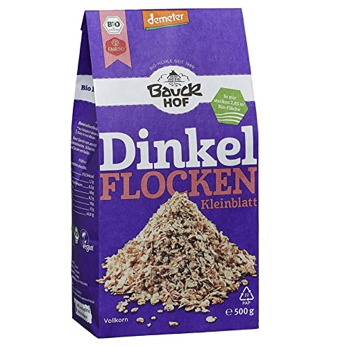 Bauckhof Dinkelflocken, Kleinblatt, 8er Pack (8 x 500 g Tüte) - Bio von Bauckhof