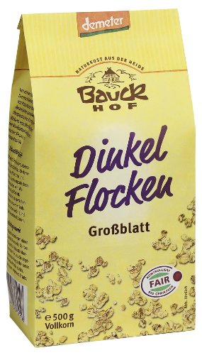 Bauckhof Dinkelflocken Großblatt Demeter, 4er Pack (4 x 500 g) von Bauckhof