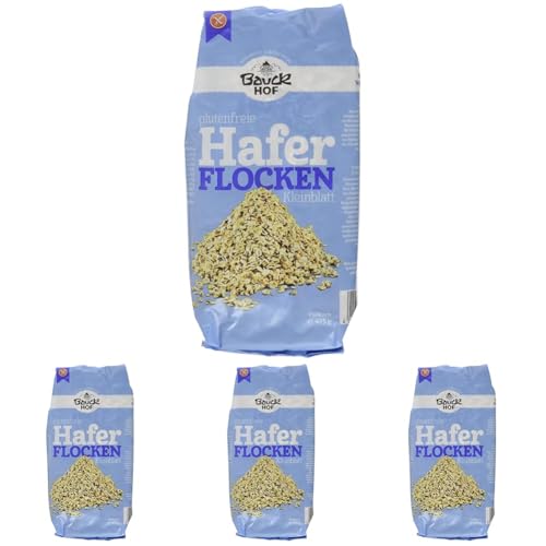 Bauckhof Haferflocken Kleinblatt glutenfrei, (1 x 475 g) - Bio (Packung mit 4) von Bauckhof