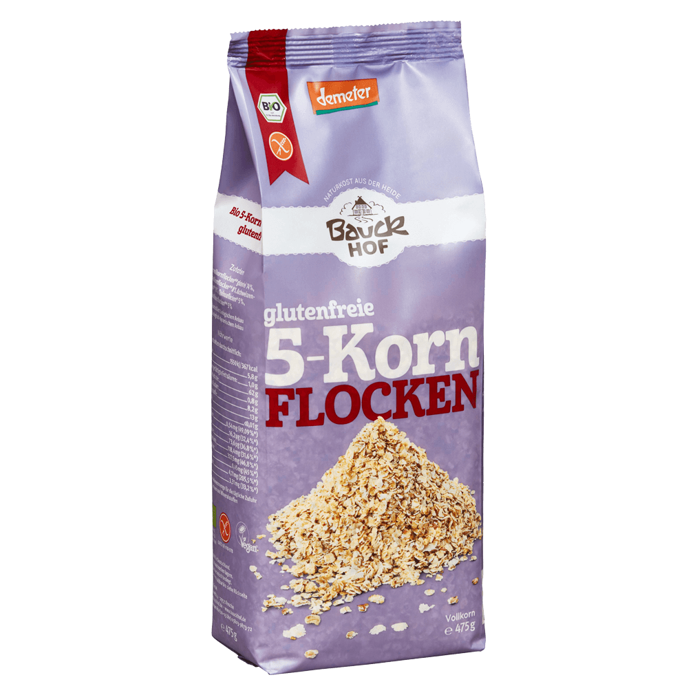 Bio 5-Korn Flocken glutenfrei, 475g von Bauckhof