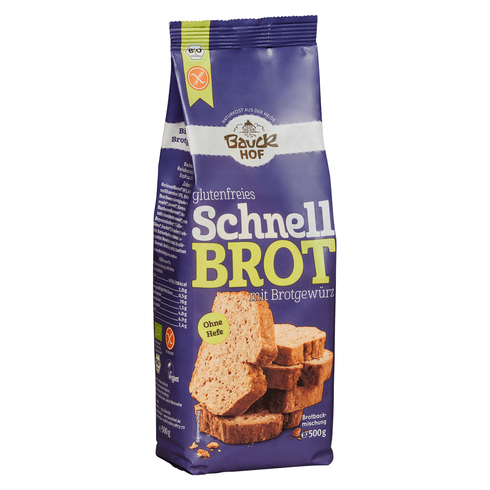 Bio Schnellbrot mit Brotgewürz glutenfrei von Bauckhof