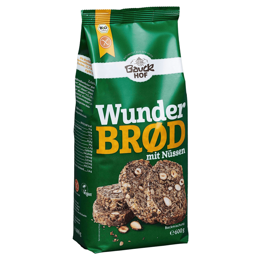 Bio Wunderbrød mit Nüssen glutenfrei, 600g Bio Wunderbrød mit Nüssen glutenfrei, 600g von Bauckhof